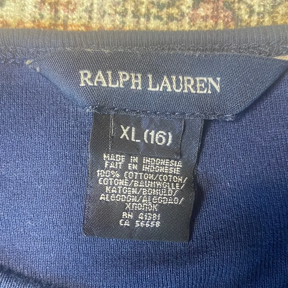 Ralph Lauren Navy Short-Sleeve Tee with Pink Horse Polo Logo 100% Cotton